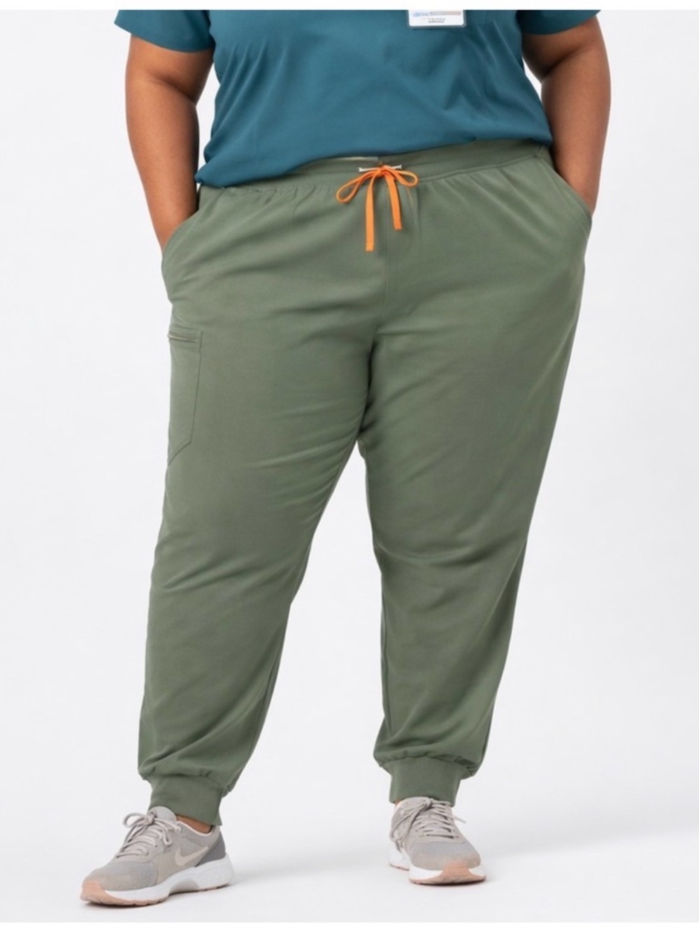 Figs Olive Scrub Jogger Pants with Orange Drawstring 6XL